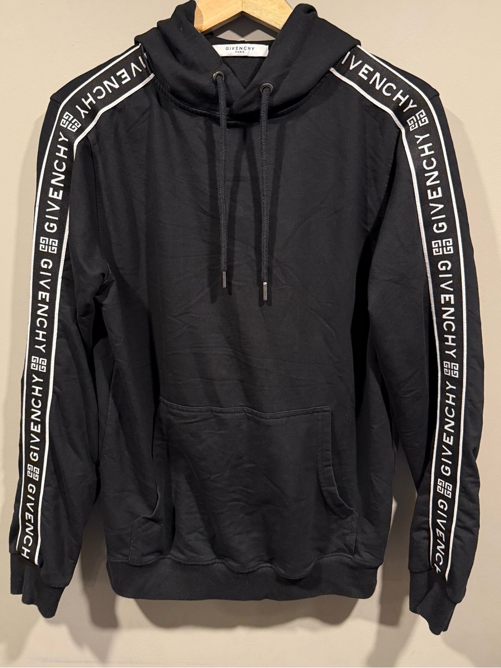 Givenchy vintage y2k stitched monogram Black Logo-Trim Men's thrifted Hoodie
